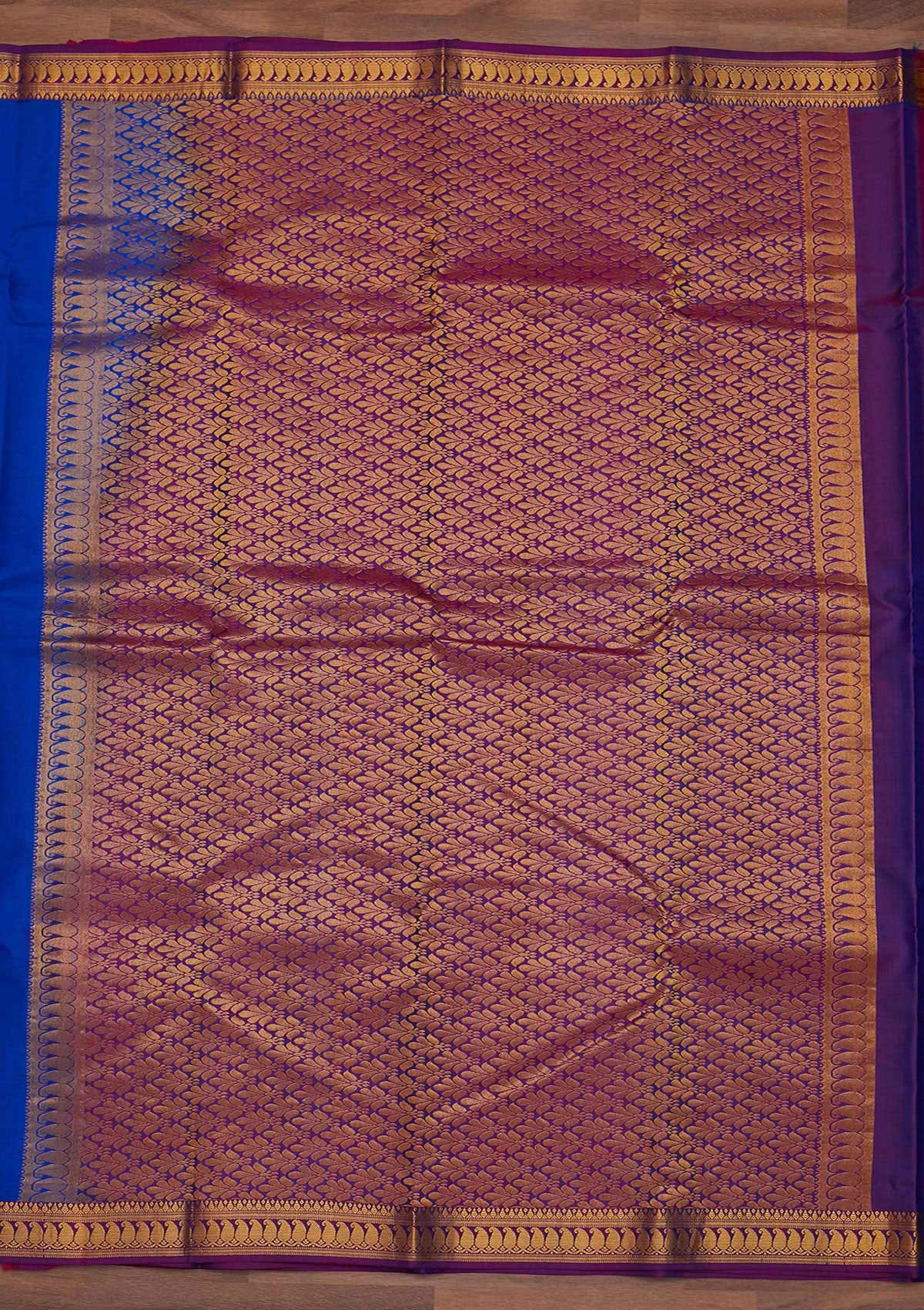 Royal Blue Zariwork Pure Silk Designer Saree - Koskii