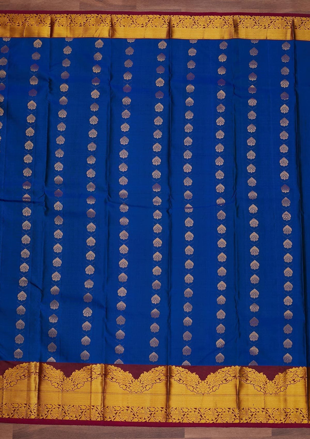 Royal Blue Zariwork Pure Silk Designer Saree - Koskii
