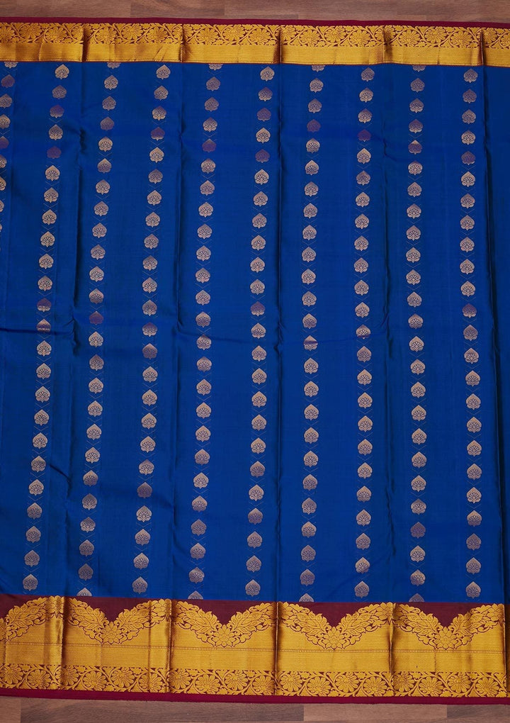 Royal Blue Zariwork Pure Silk Designer Saree - Koskii
