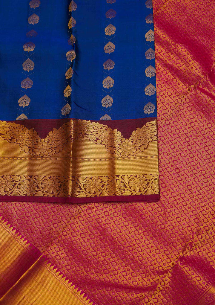 Royal Blue Zariwork Pure Silk Designer Saree - Koskii