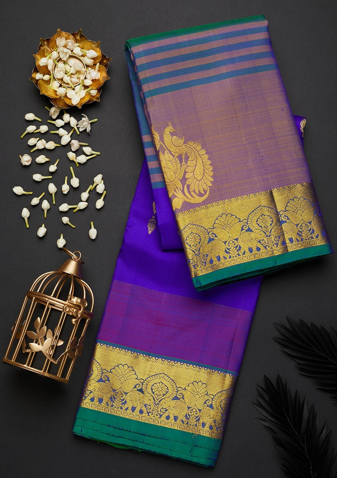 Royal Blue Zariwork Pure Silk Designer Saree - Koskii