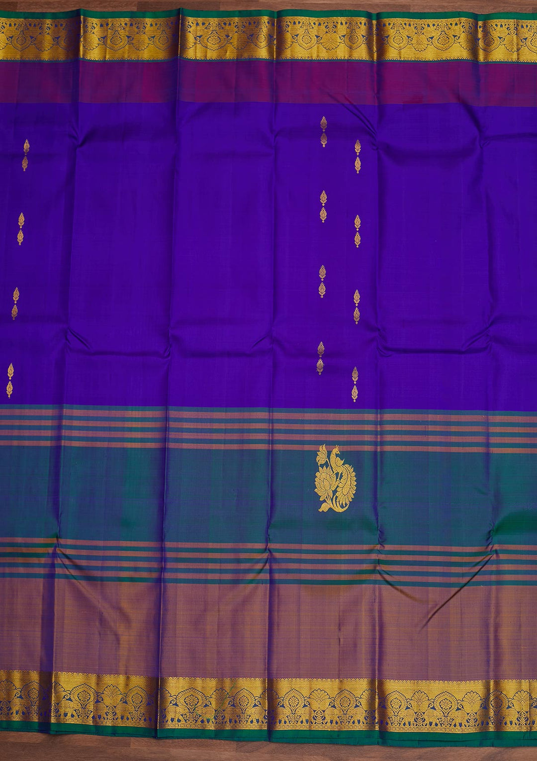 Royal Blue Zariwork Pure Silk Designer Saree - Koskii