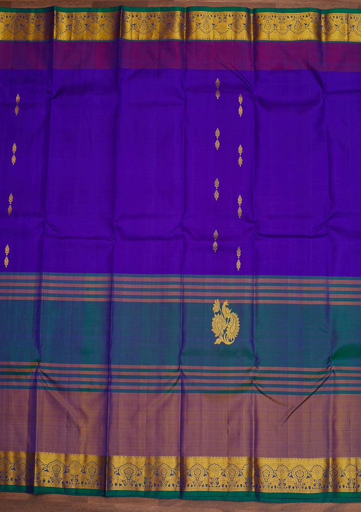 Royal Blue Zariwork Pure Silk Designer Saree - Koskii