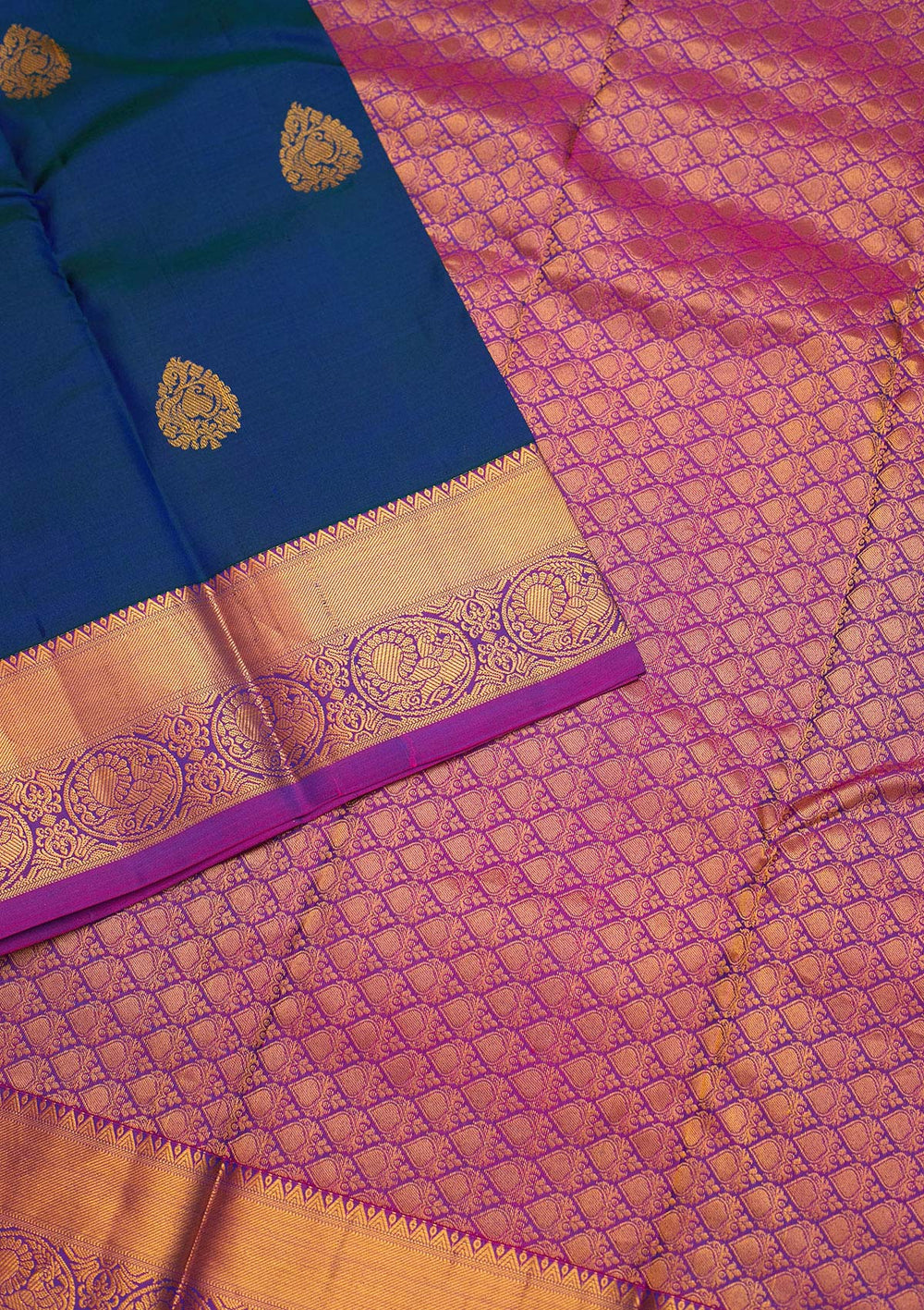 Royal Blue Zariwork Pure Silk Saree - Koskii