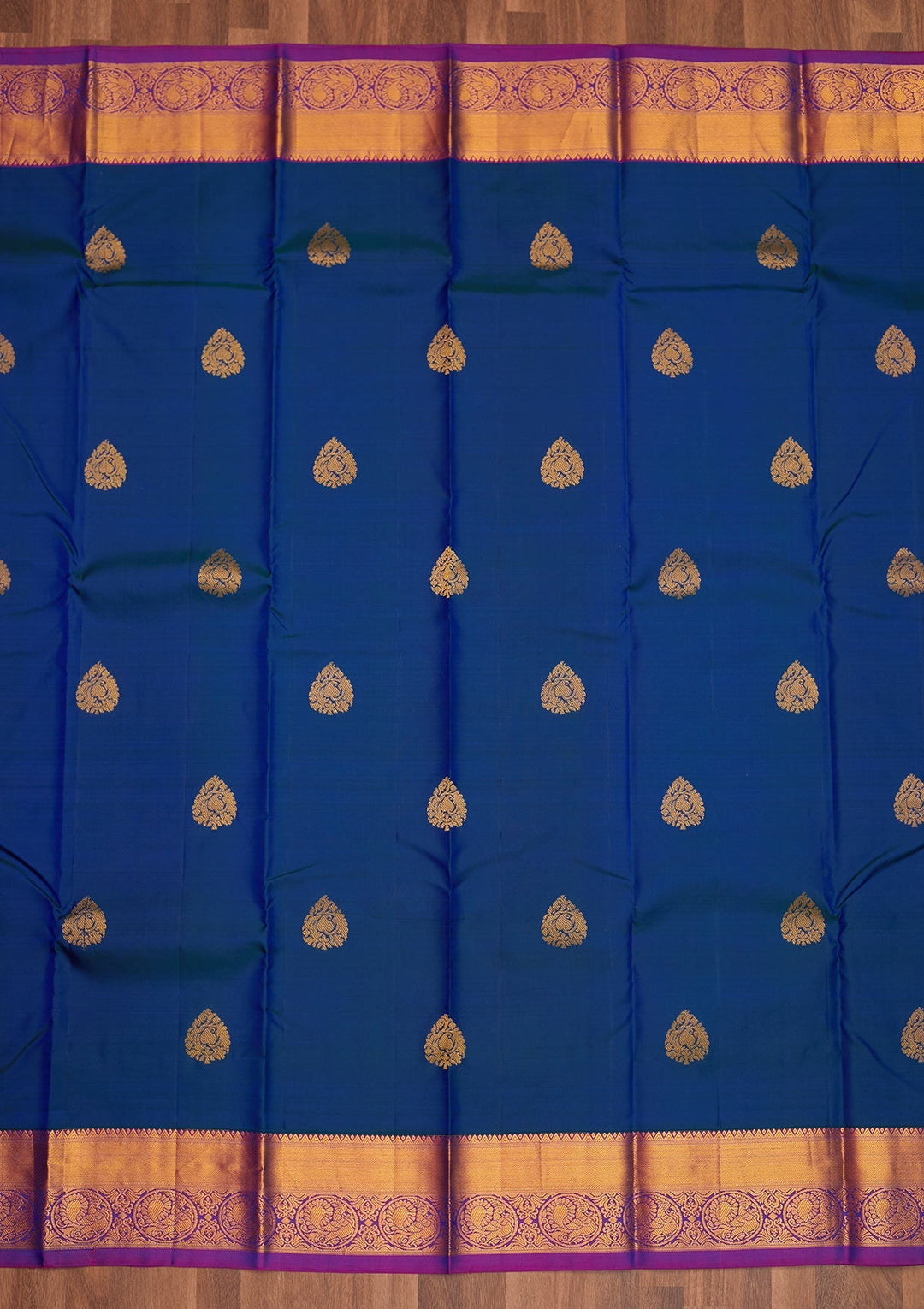 Royal Blue Zariwork Pure Silk Saree - Koskii