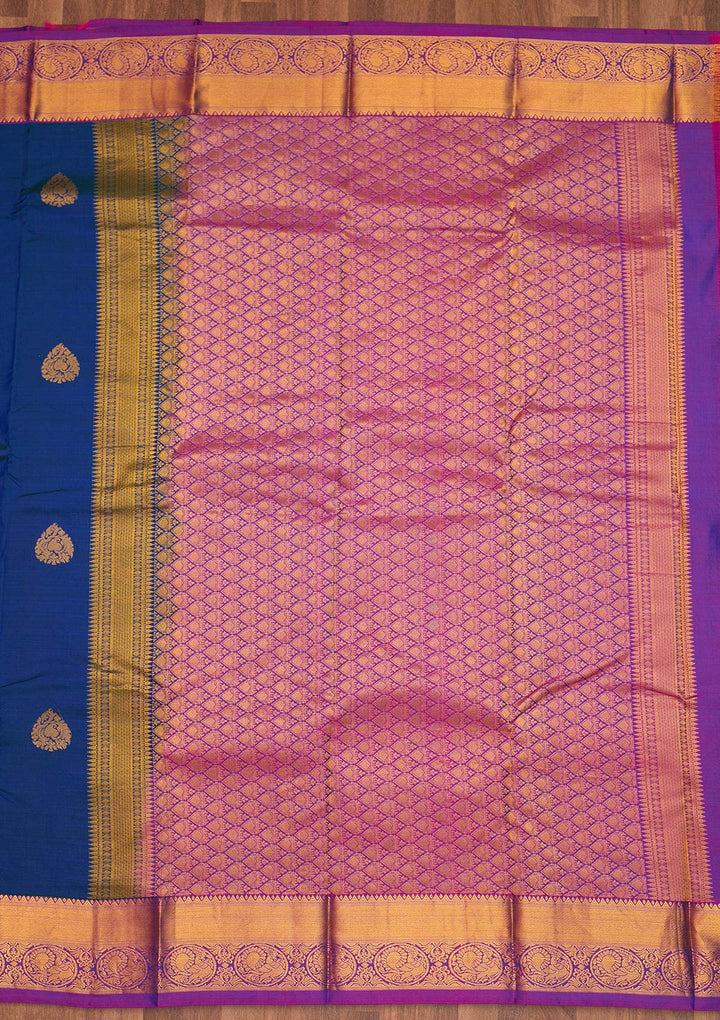 Royal Blue Zariwork Pure Silk Saree - Koskii
