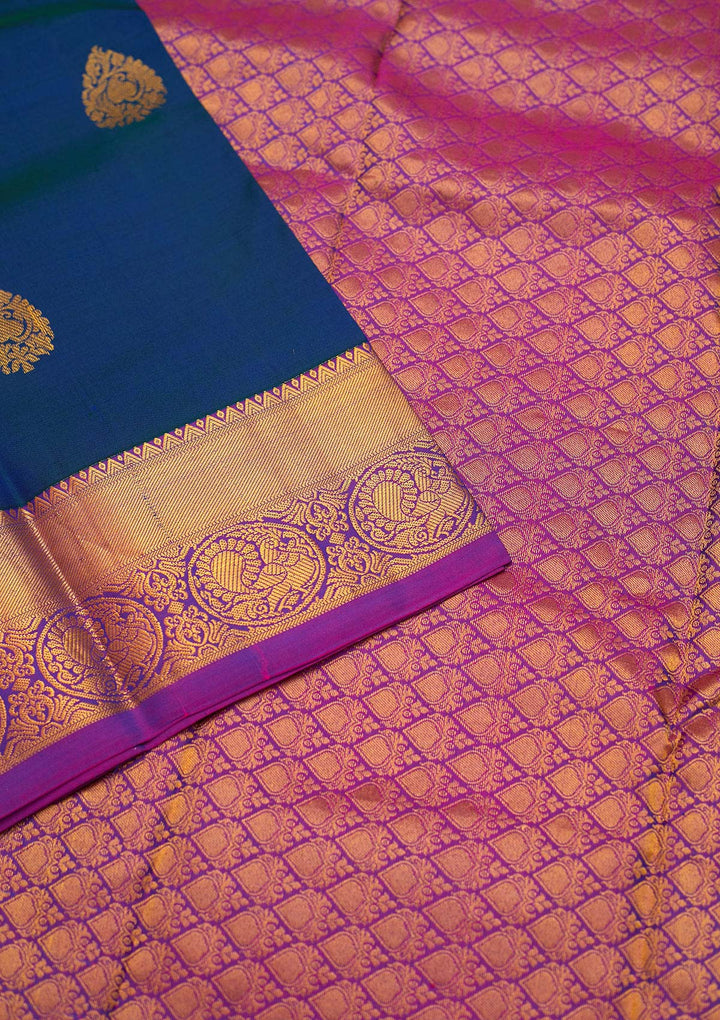 Royal Blue Zariwork Pure Silk Saree - Koskii