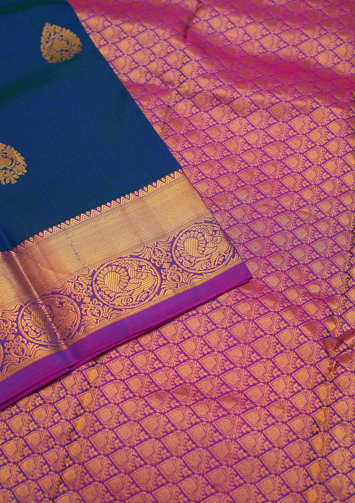 Royal Blue Zariwork Pure Silk Saree - Koskii