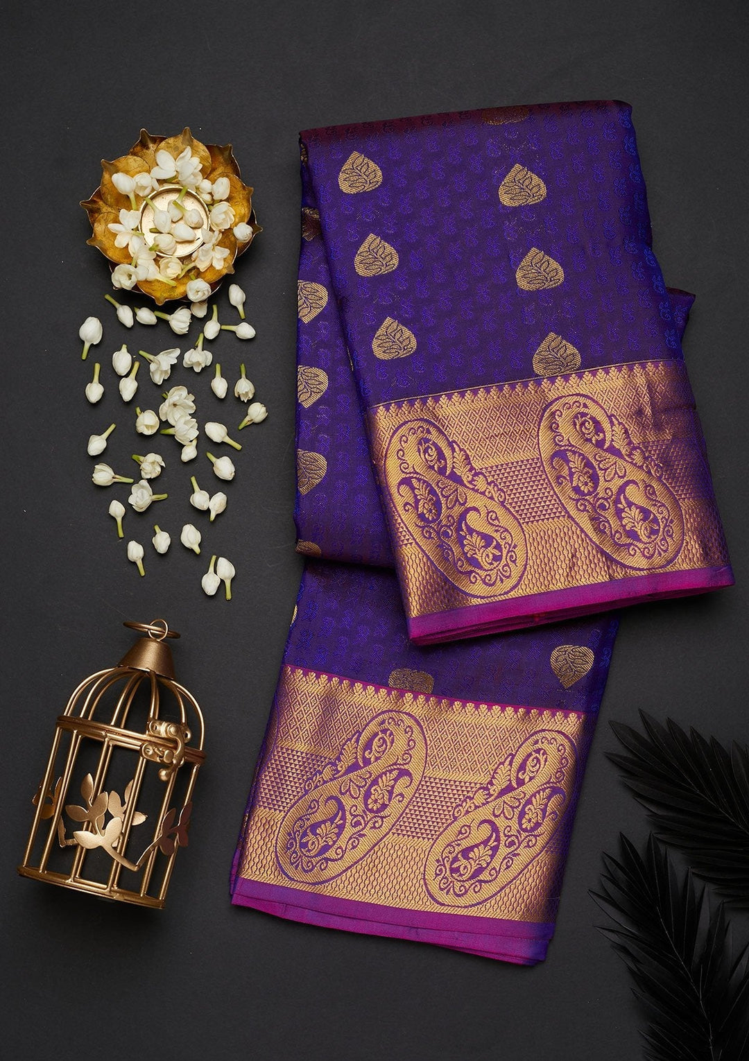 Royal Blue Zariwork Pure Silk Designer Saree - Koskii