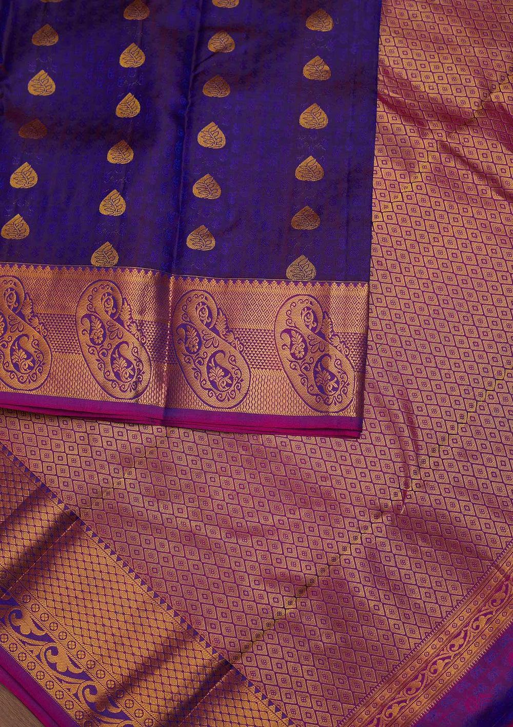 Royal Blue Zariwork Pure Silk Designer Saree - Koskii