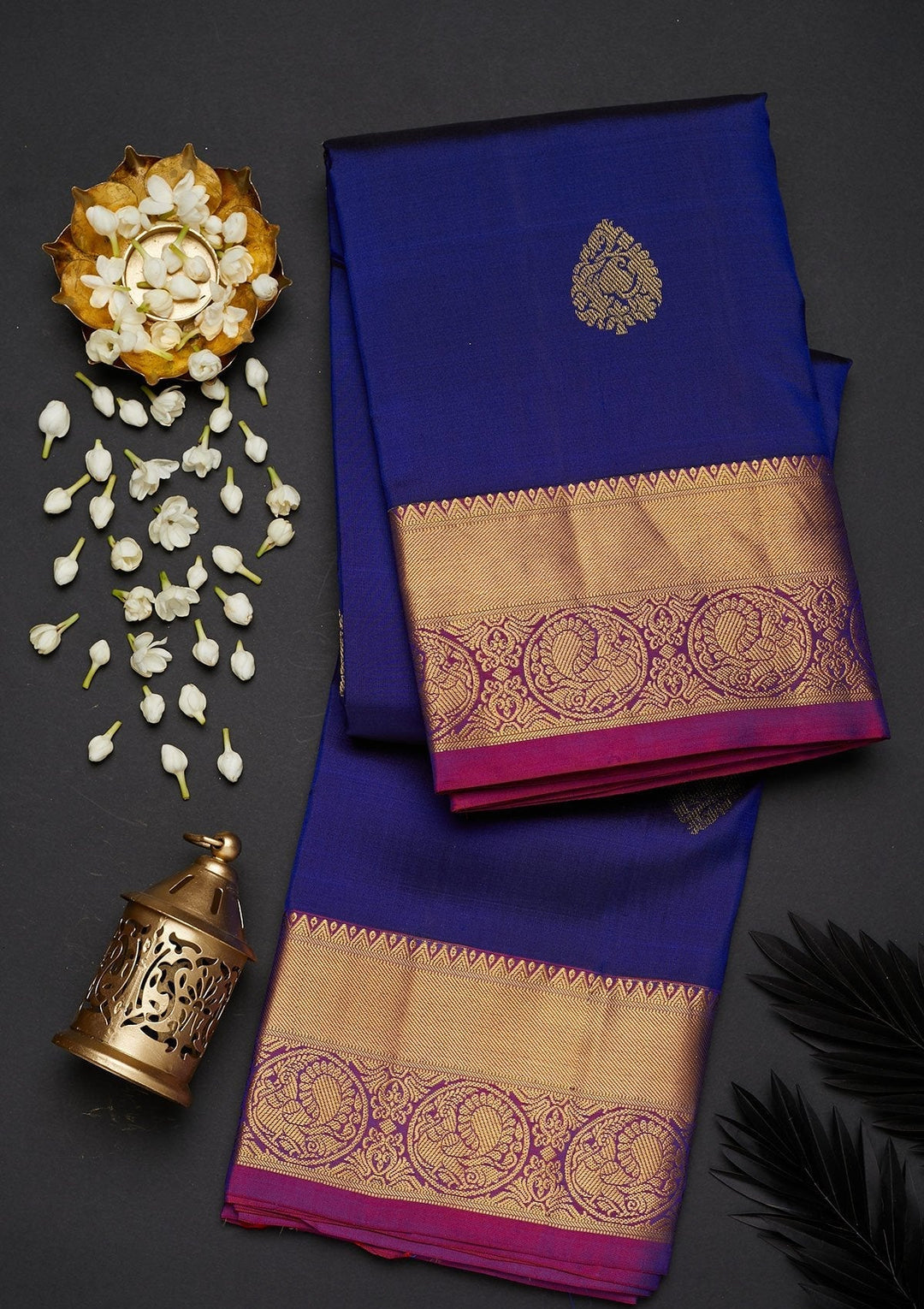 Royal Blue Zariwork Pure Silk Designer Saree - Koskii