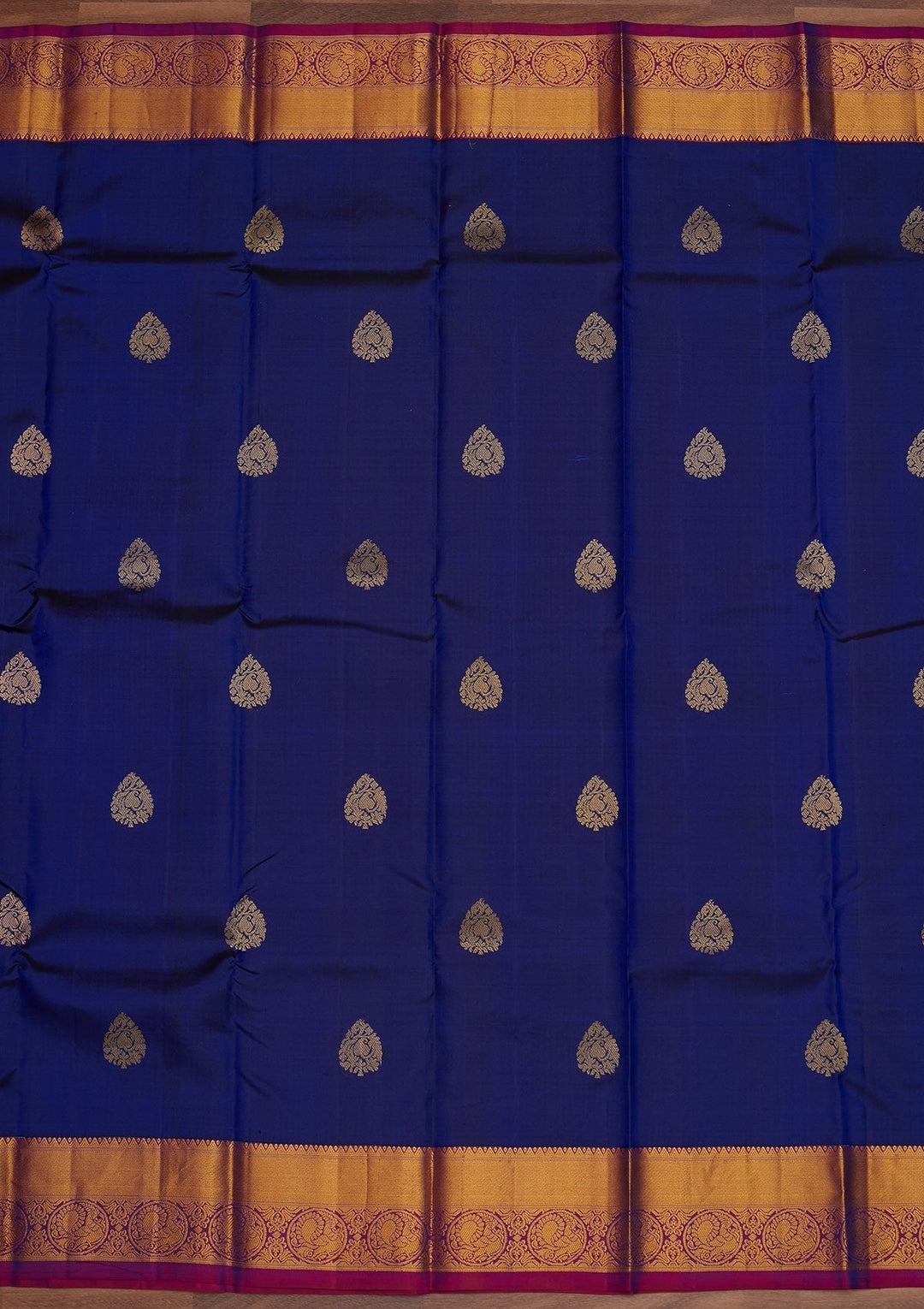 Royal Blue Zariwork Pure Silk Designer Saree - Koskii