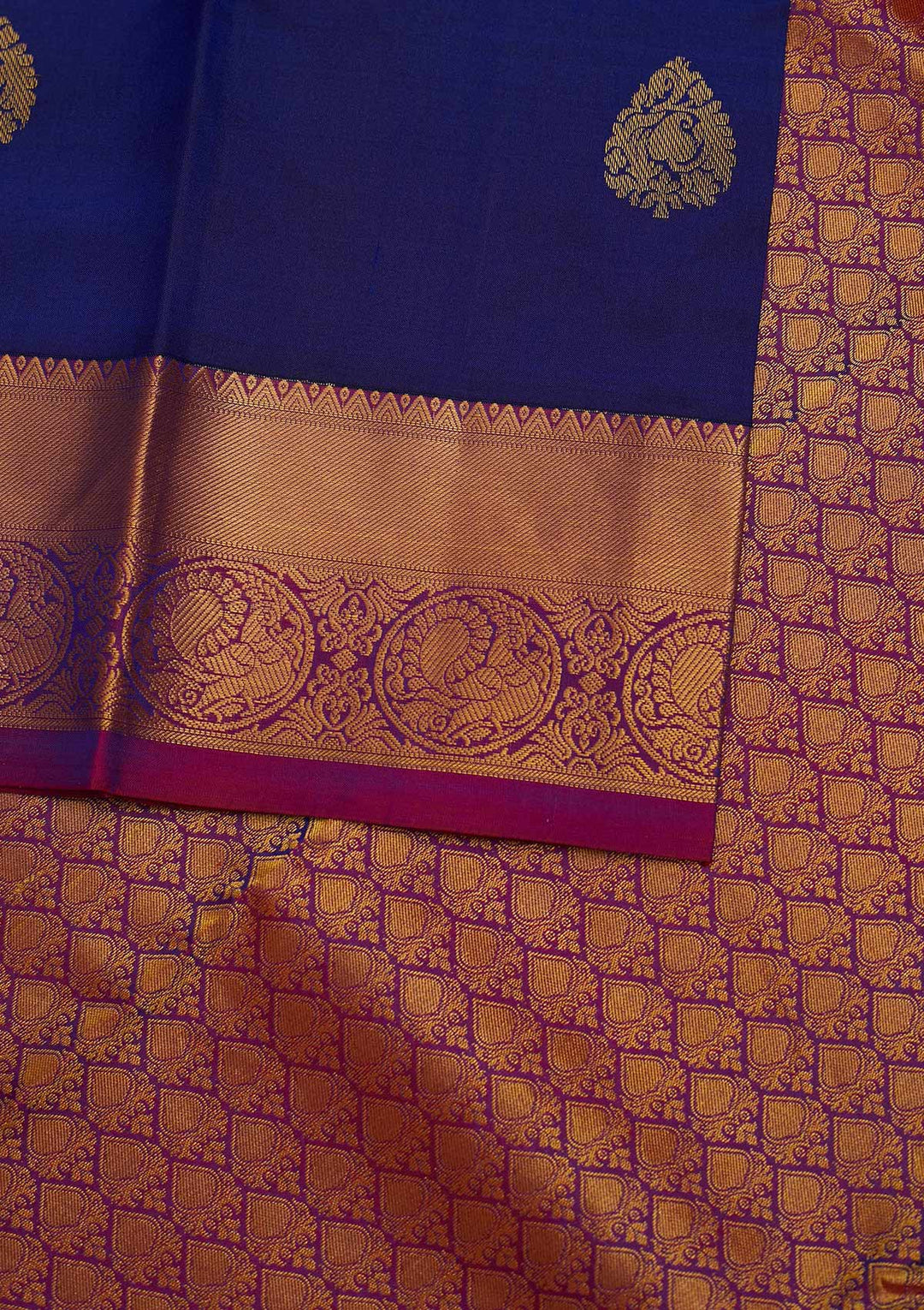 Royal Blue Zariwork Pure Silk Designer Saree - Koskii