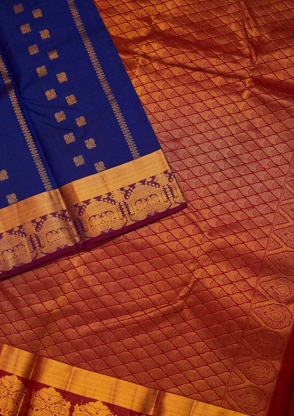 Royal Blue Zariwork Pure Silk Saree - Koskii