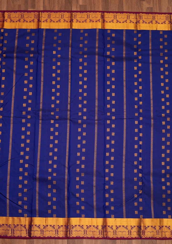 Royal Blue Zariwork Pure Silk Saree - Koskii