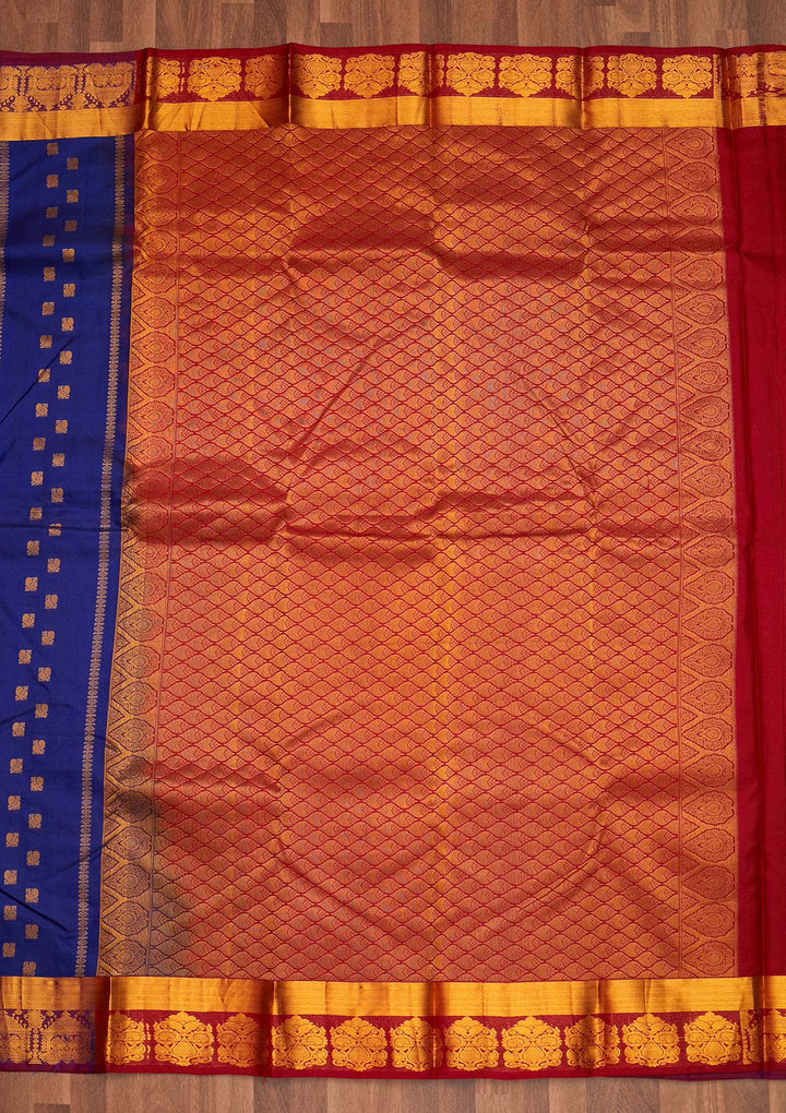 Royal Blue Zariwork Pure Silk Saree - Koskii