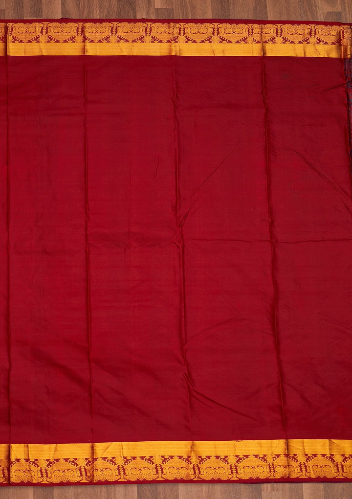 Royal Blue Zariwork Pure Silk Saree - Koskii