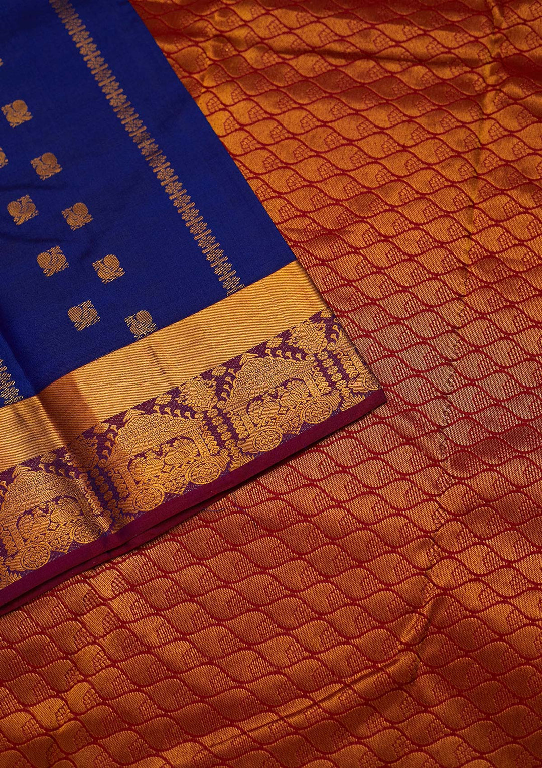 Royal Blue Zariwork Pure Silk Saree - Koskii