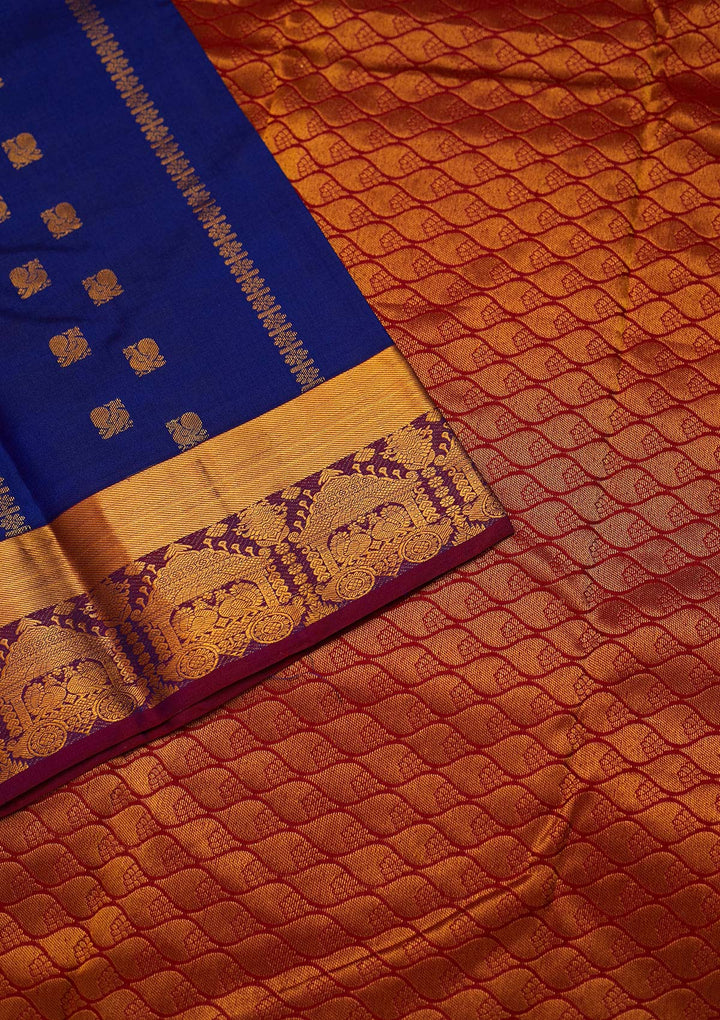 Royal Blue Zariwork Pure Silk Saree - Koskii