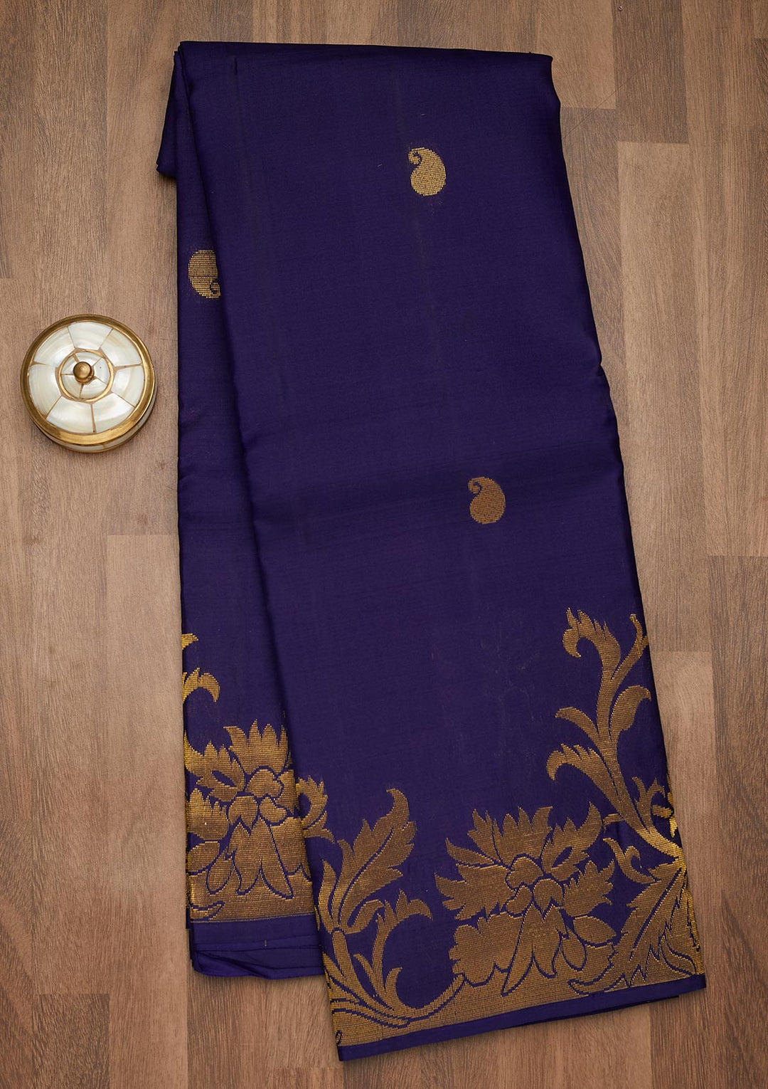 Royal Blue Zariwork Pure Silk Saree-Koskii