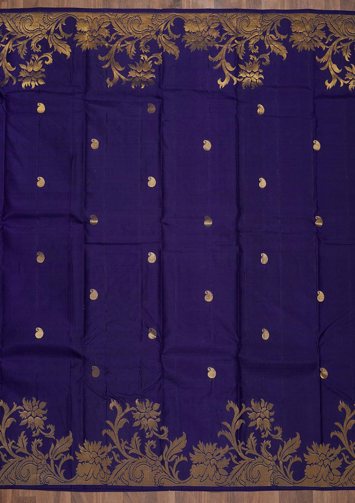 Royal Blue Zariwork Pure Silk Saree-Koskii