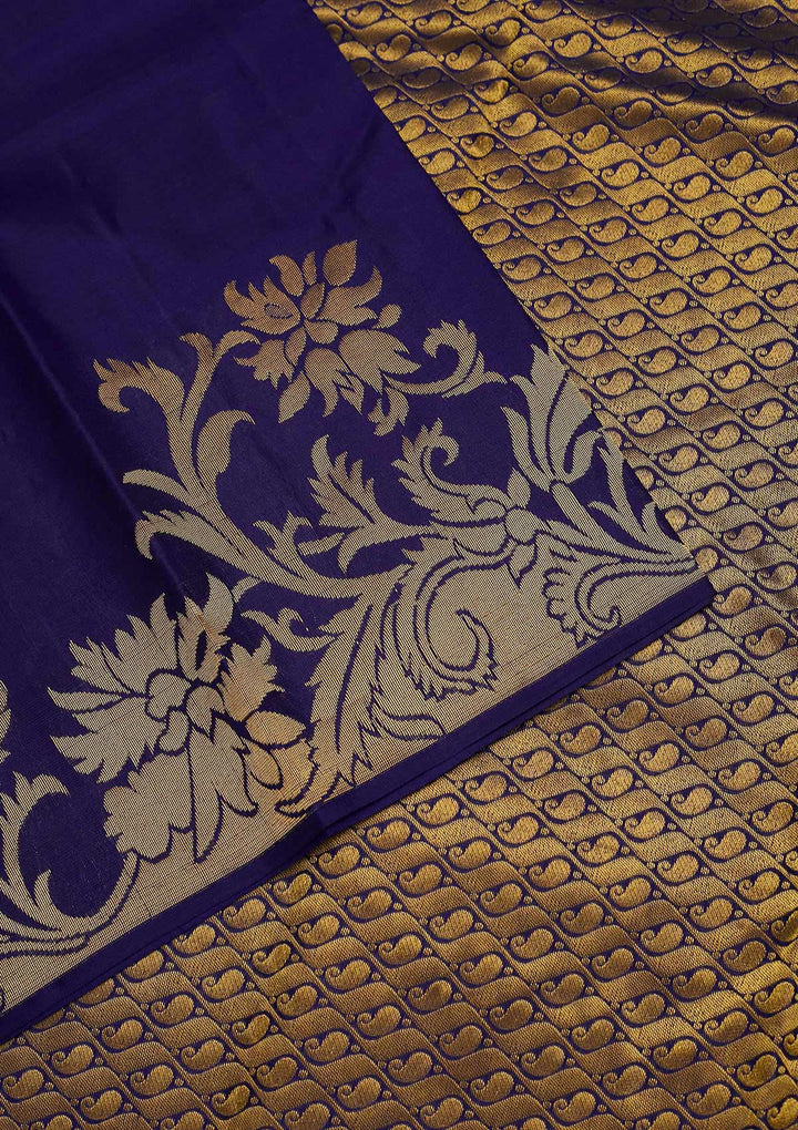 Royal Blue Zariwork Pure Silk Saree-Koskii