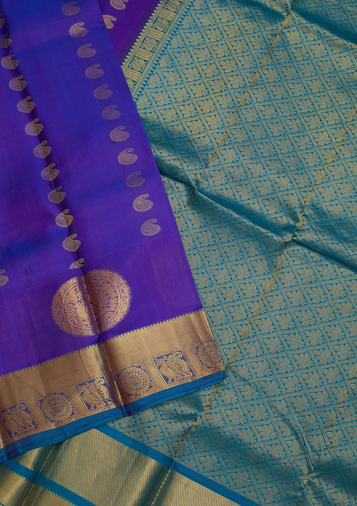 Royal Blue Zariwork Pure Silk Saree-Koskii
