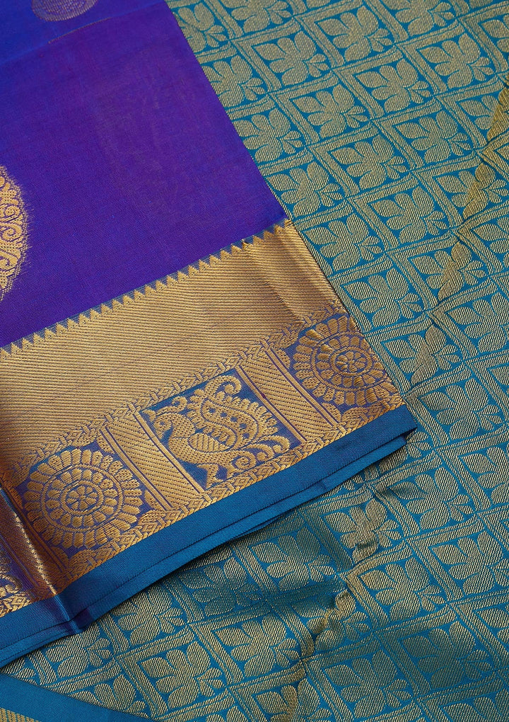 Royal Blue Zariwork Pure Silk Saree-Koskii