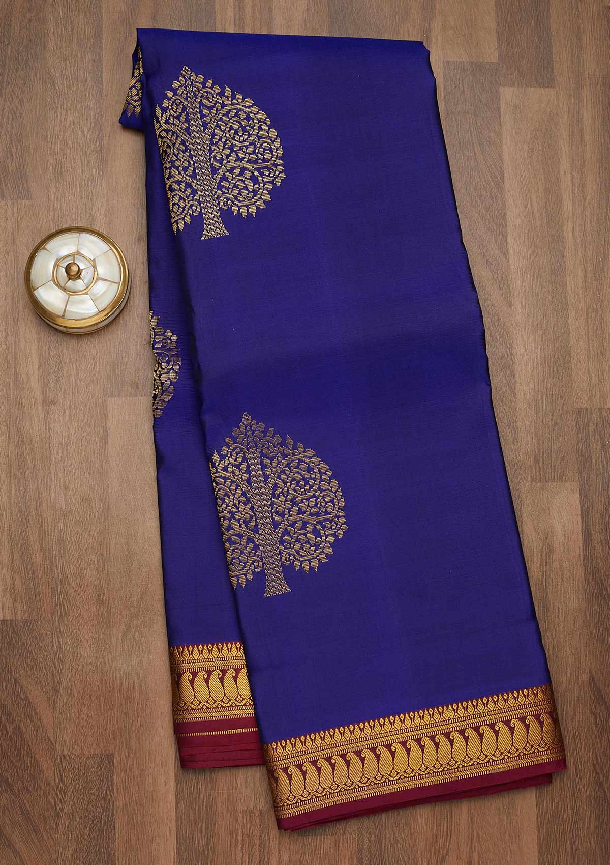 Royal Blue Zariwork Pure Silk Saree-Koskii