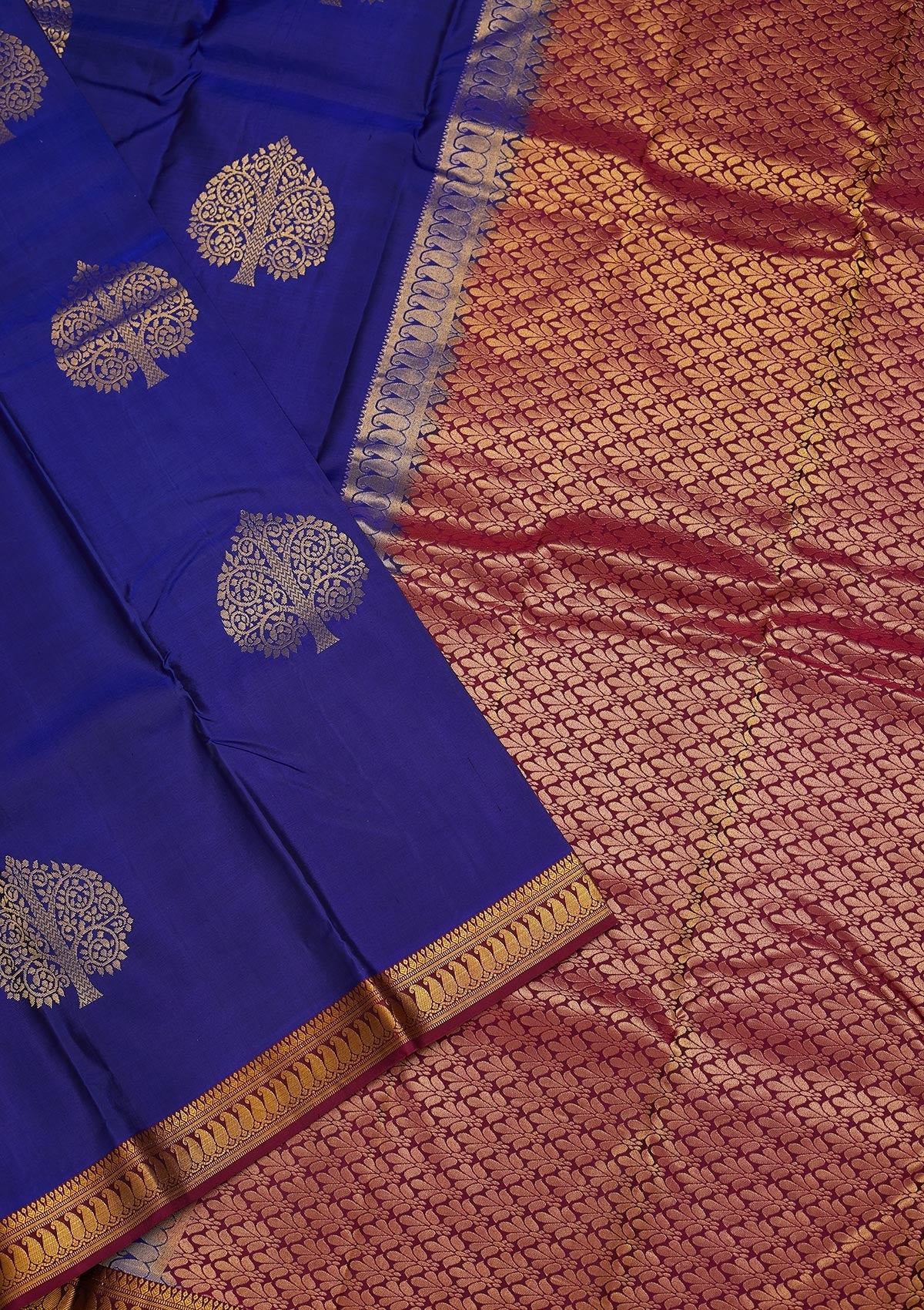 Royal Blue Zariwork Pure Silk Saree-Koskii