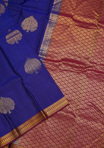 Royal Blue Zariwork Pure Silk Saree-Koskii