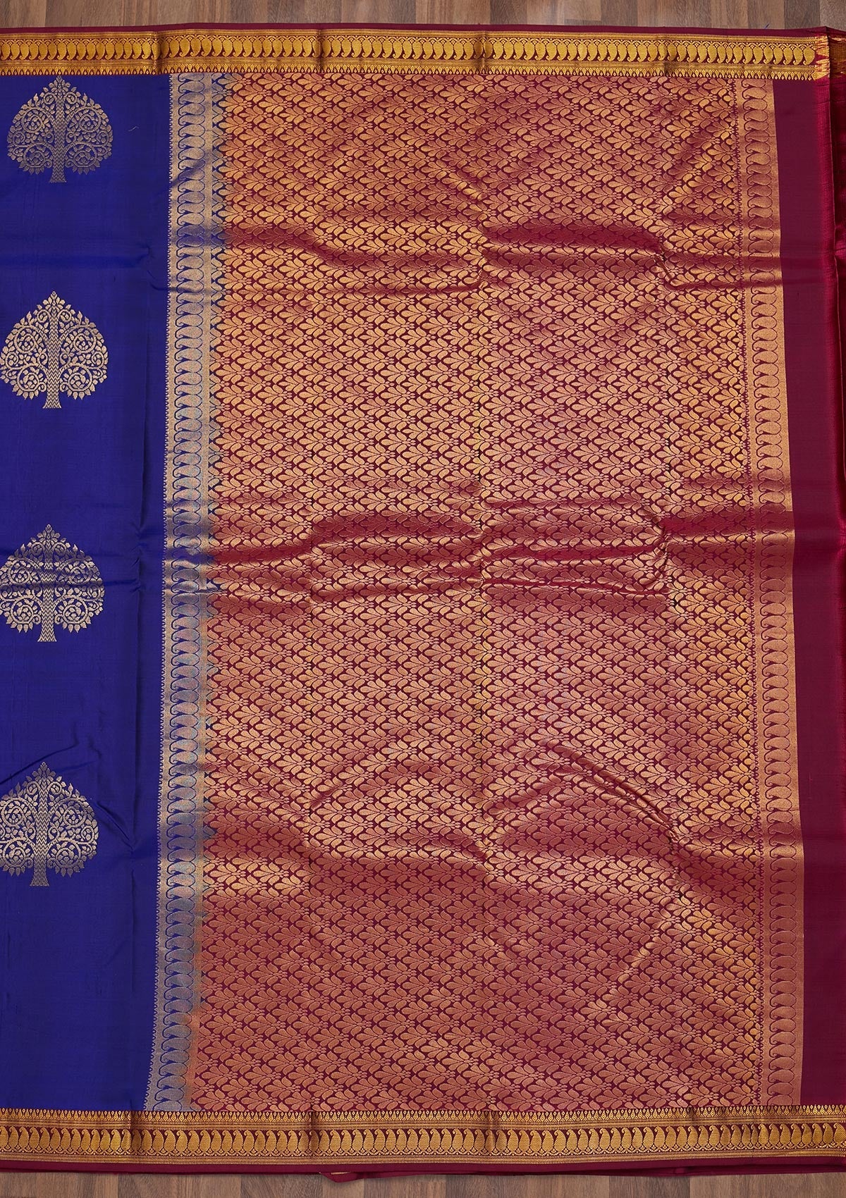 Royal Blue Zariwork Pure Silk Saree-Koskii