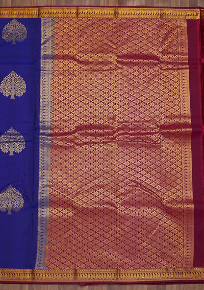 Royal Blue Zariwork Pure Silk Saree-Koskii