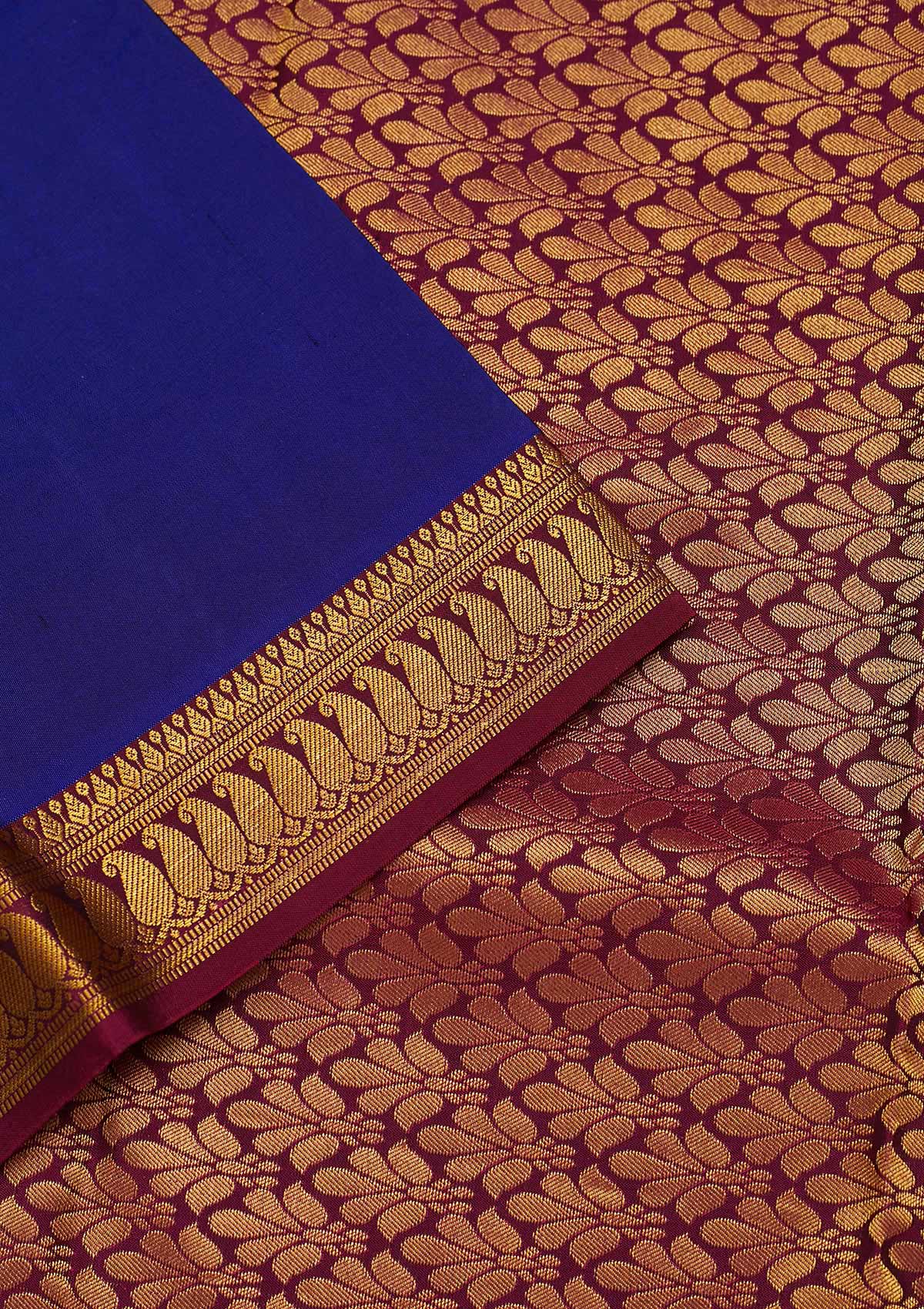 Royal Blue Zariwork Pure Silk Saree-Koskii