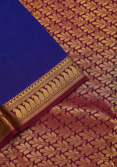 Royal Blue Zariwork Pure Silk Saree-Koskii