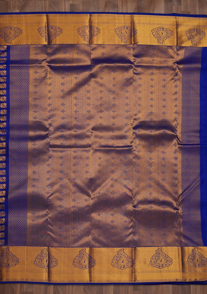Royal Blue Zariwork Pure Silk Saree-Koskii
