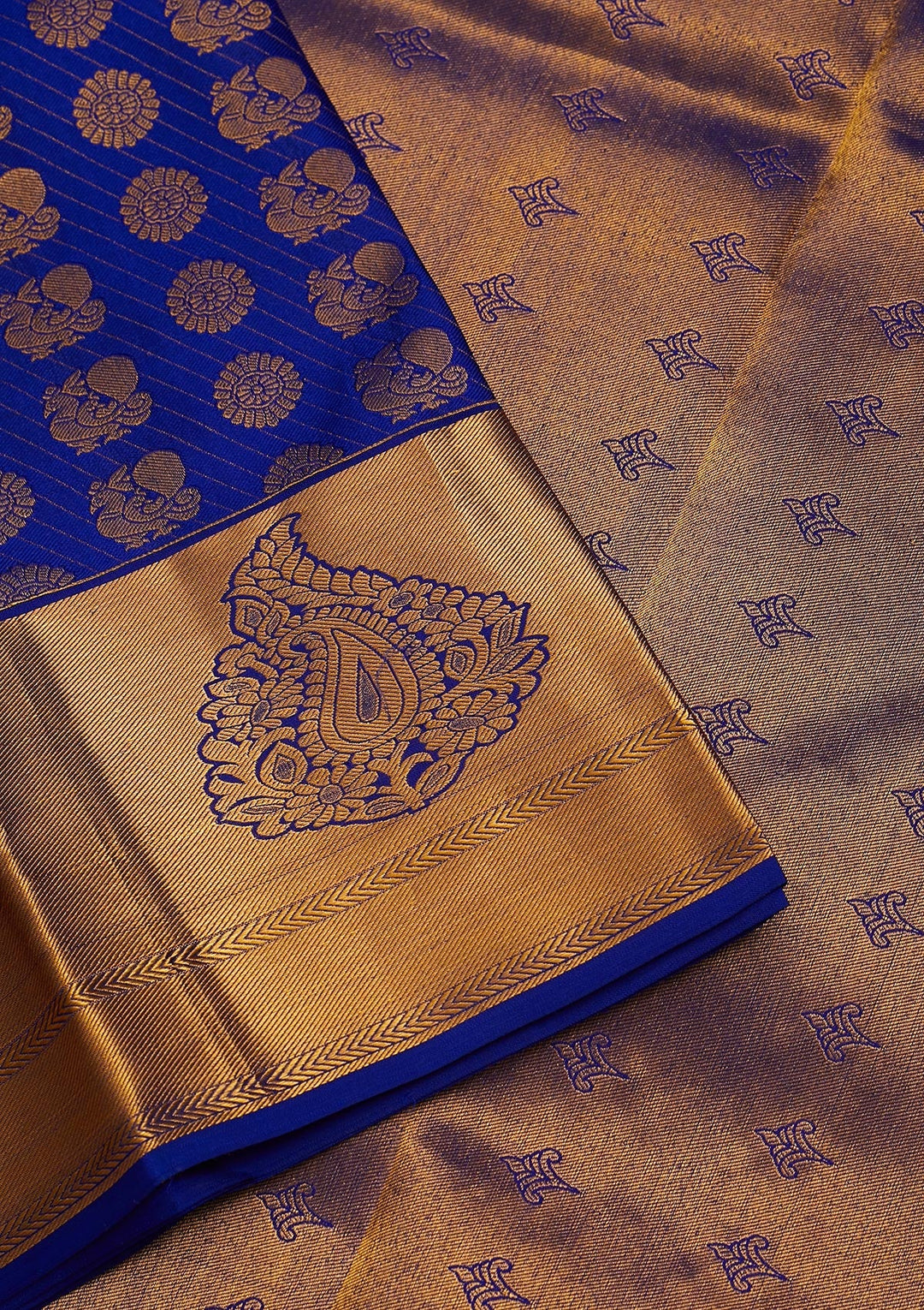 Royal Blue Zariwork Pure Silk Saree-Koskii