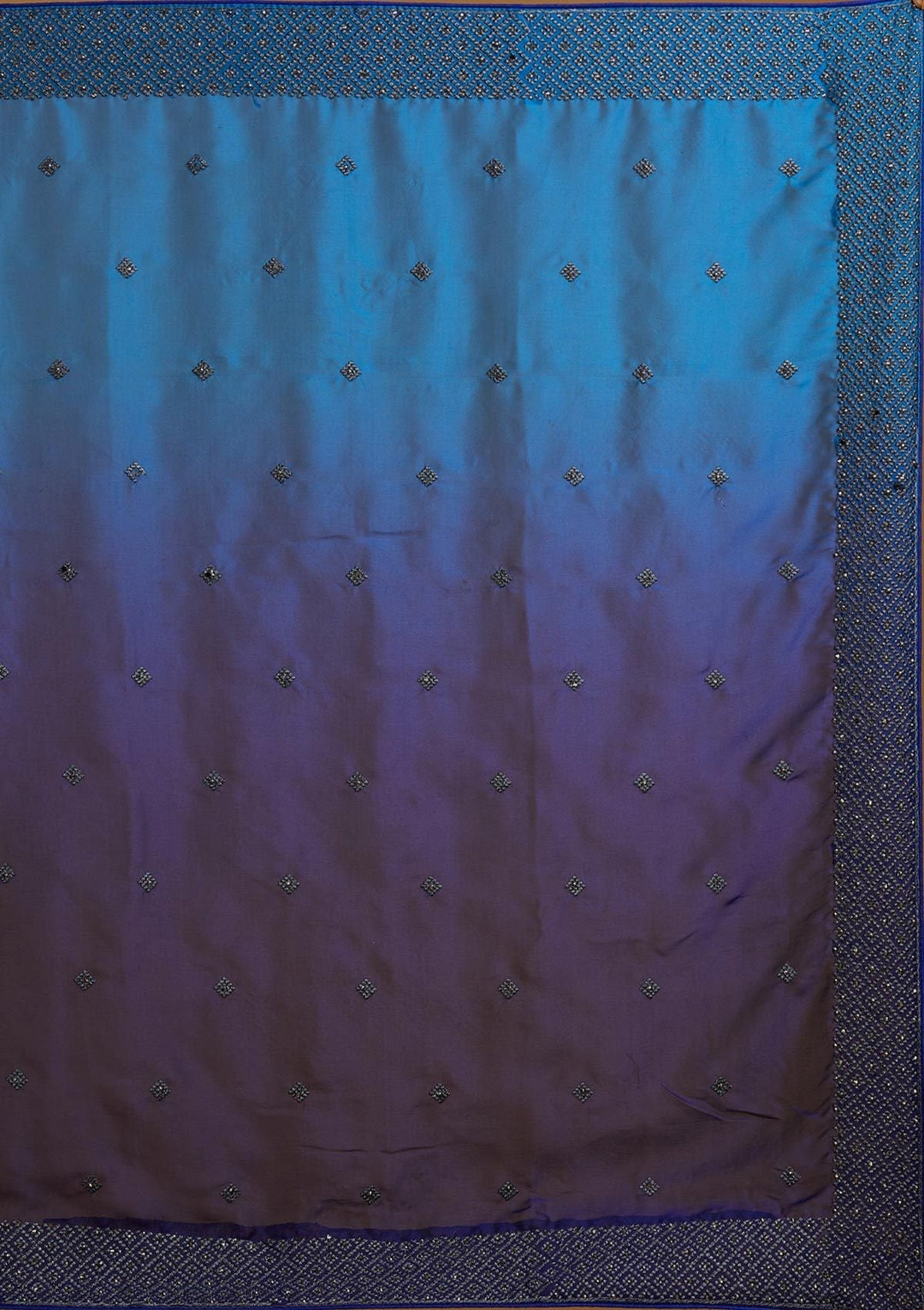 Royal Blue Zariwork Semi Crepe Designer Saree - Koskii