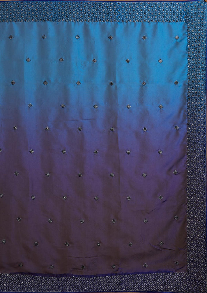 Royal Blue Zariwork Semi Crepe Designer Saree - Koskii