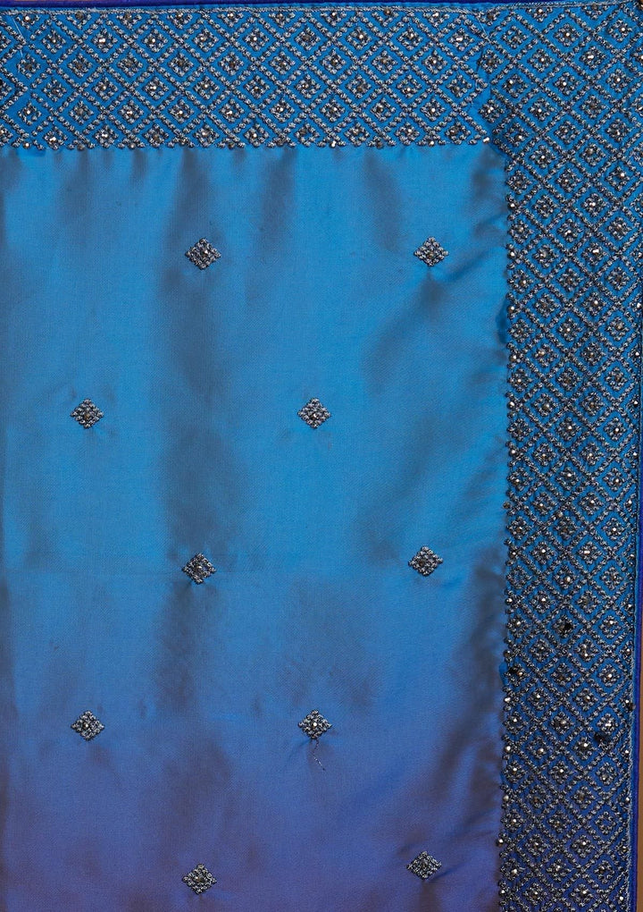 Royal Blue Zariwork Semi Crepe Designer Saree - Koskii