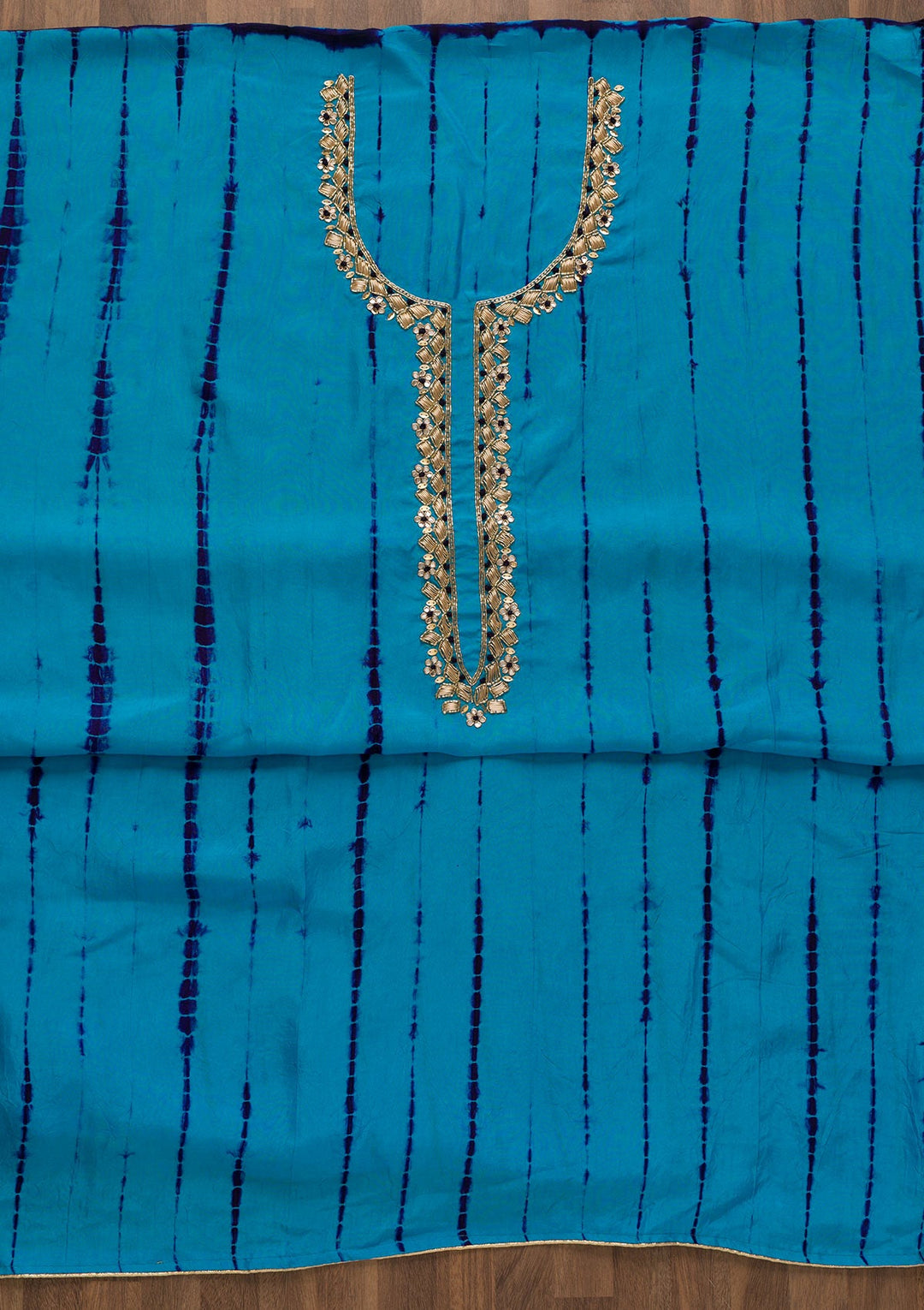 Royal Blue Printed Soft Silk Unstitched Salwar Kameez-Koskii