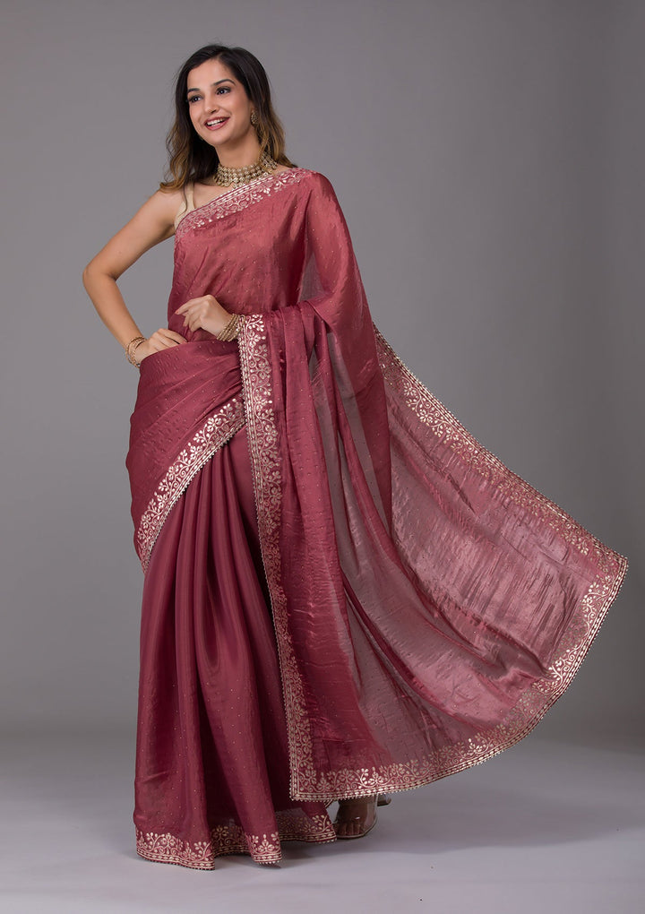 Rust Gotapatti Georgette Saree-Koskii