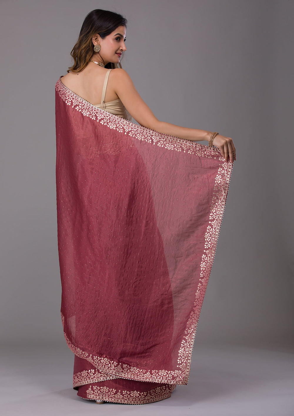 Rust Gotapatti Georgette Saree-Koskii