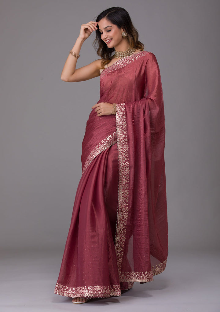 Rust Gotapatti Georgette Saree-Koskii