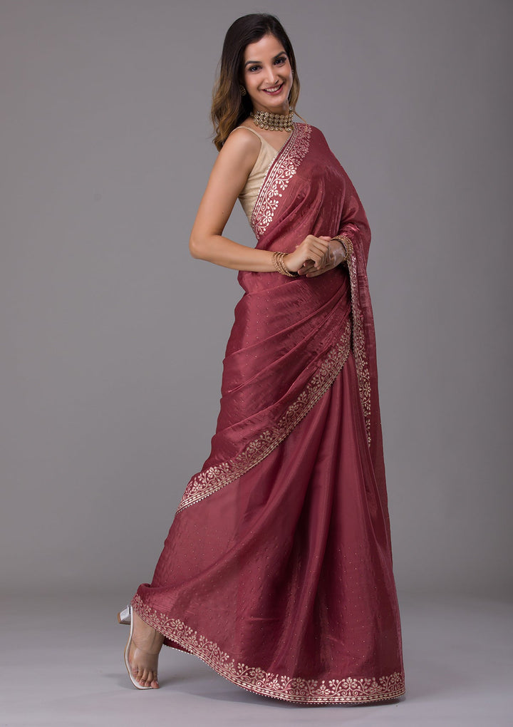 Rust Gotapatti Georgette Saree-Koskii