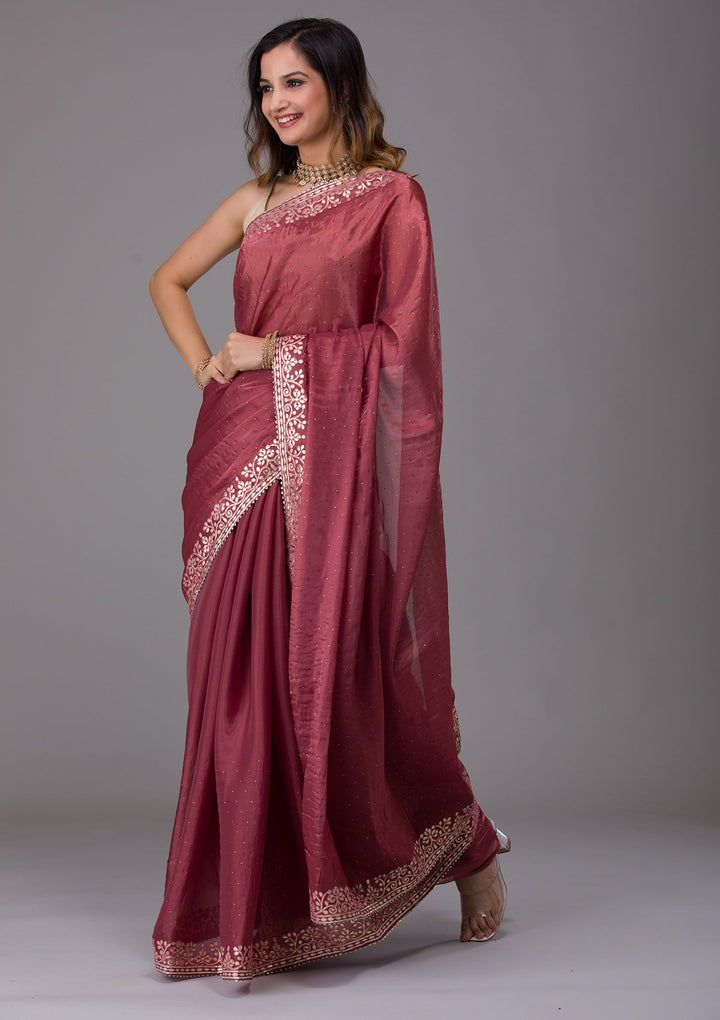 Rust Gotapatti Georgette Saree-Koskii