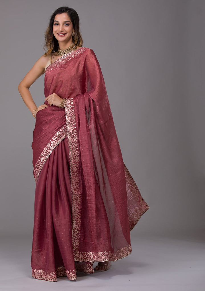 Rust Gotapatti Georgette Saree-Koskii