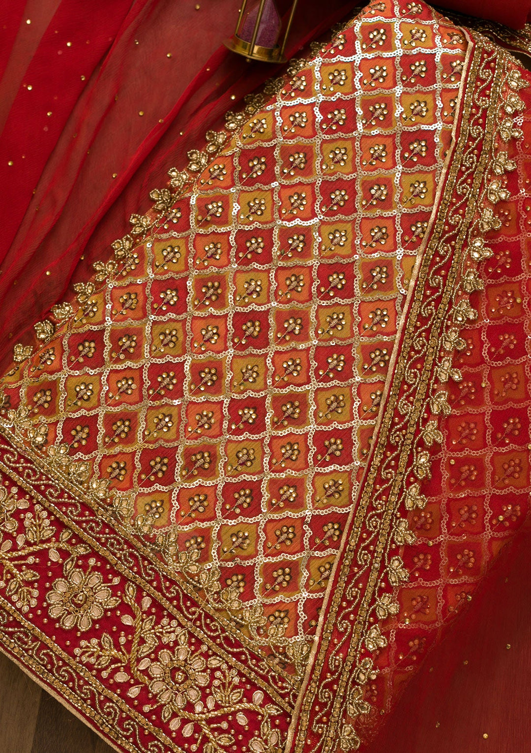 Rust Sequins Georgette Unstitched Salwar Kameez-Koskii