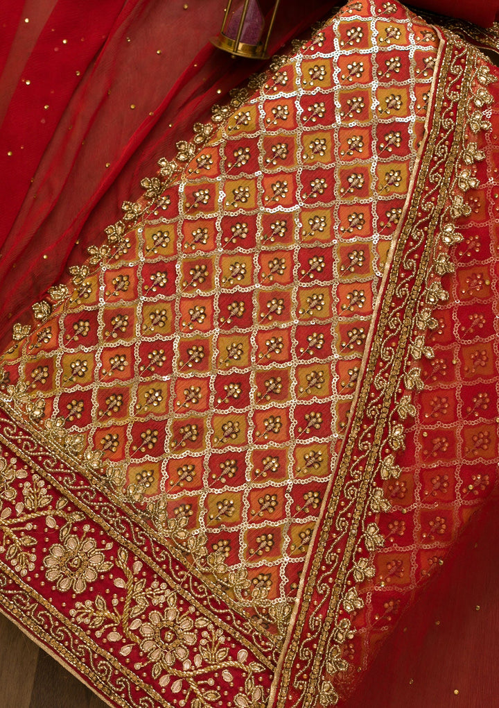 Rust Sequins Georgette Unstitched Salwar Kameez-Koskii