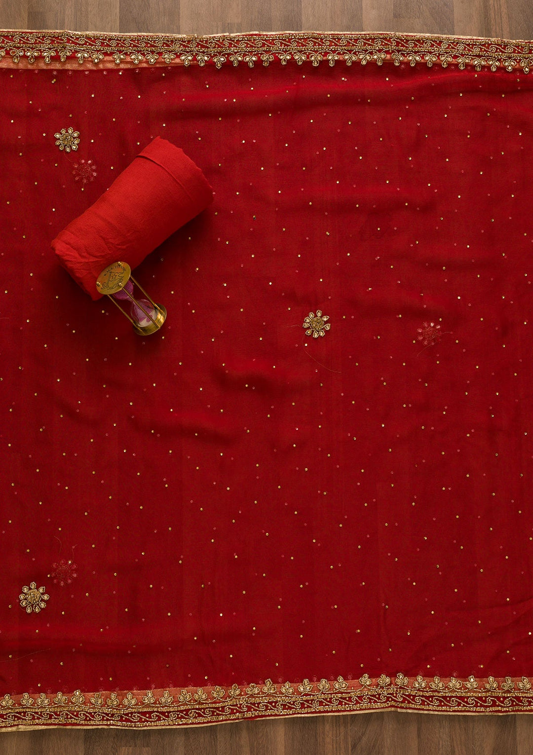 Rust Sequins Georgette Unstitched Salwar Kameez-Koskii